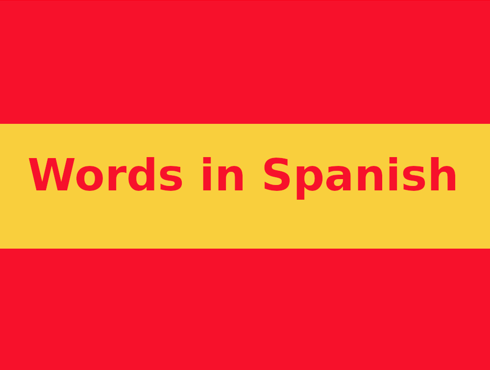 Flag of Spain with a phrase that says words in Spanish